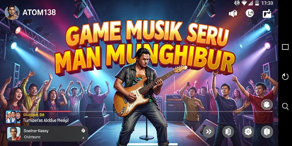 Screenshot ATOM138 menampilkan gameplay seru dengan berbagai lagu dan tantangan musik.