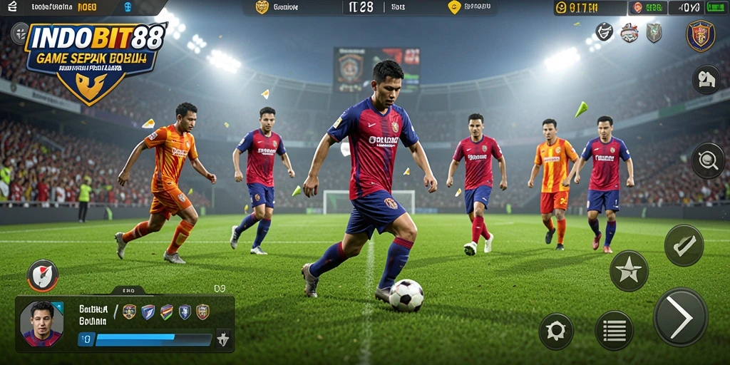 Tampilan gameplay seru dari game sepak bola INDOBIT88.