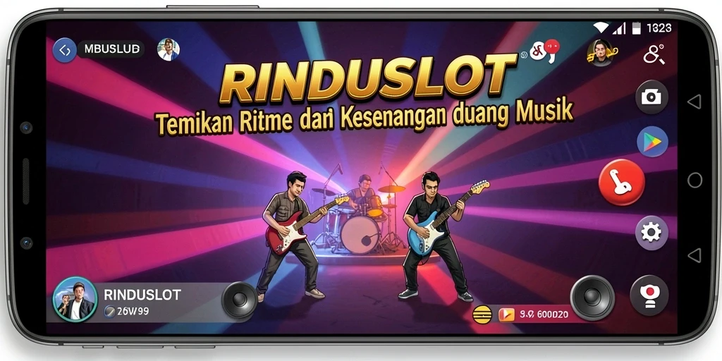 Screenshot gameplay RINDUSLOT yang menunjukkan interaksi pemain dengan musik.