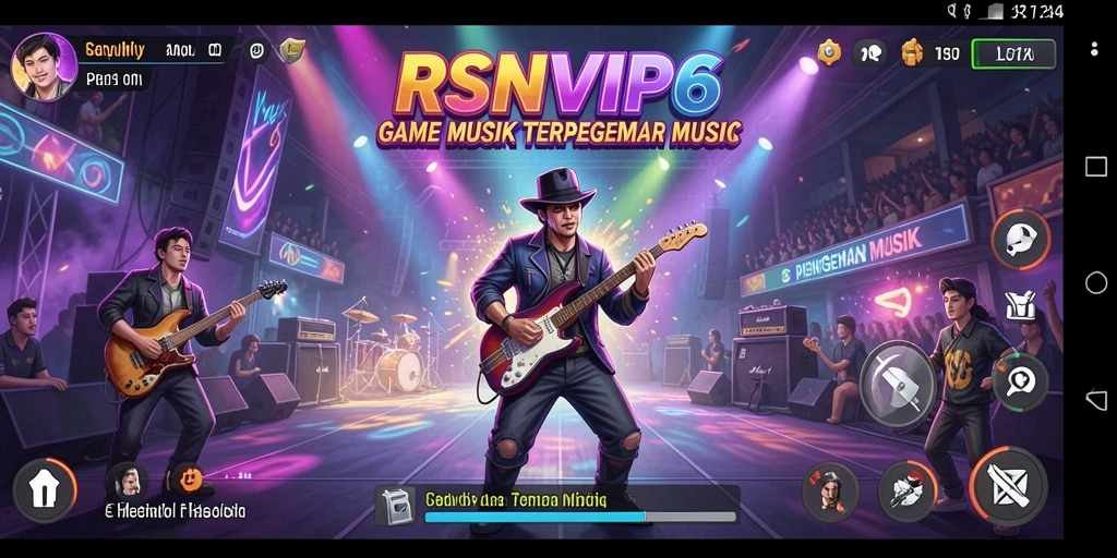 Tampilan gameplay RSNVIP6 dengan berbagai lagu dan tantangan musik.
