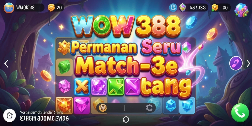 Screenshot gameplay WOW388 dengan grafis menarik dan tantangan Match-3.