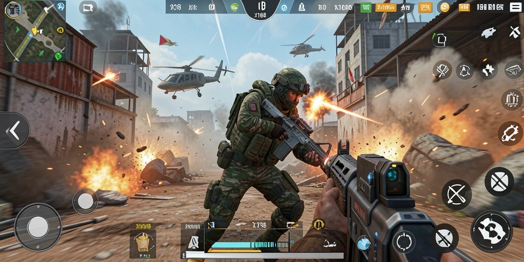 Tangkapan layar utama X168 menampilkan aksi gameplay TPS yang mendebarkan.